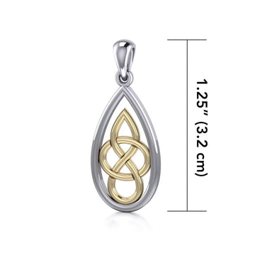 Modern Celtic Knot Silver and 14K Gold Accent Pendant MPD4197 - Jewelry